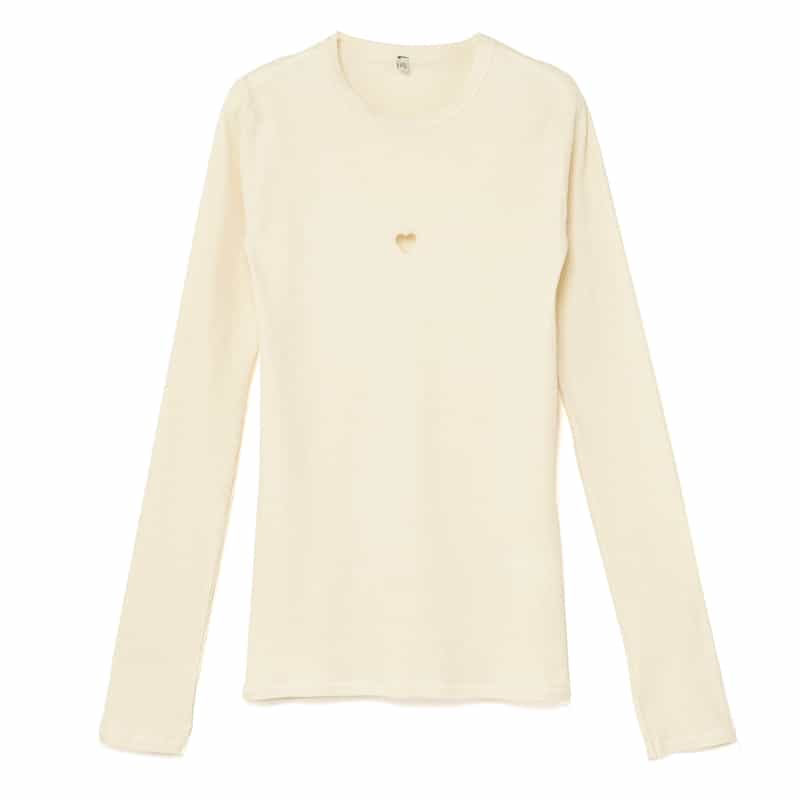 BASERANGE BASERANGE ＜ベースレンジ＞ ハート型カットアウト リブカットソー WHITE