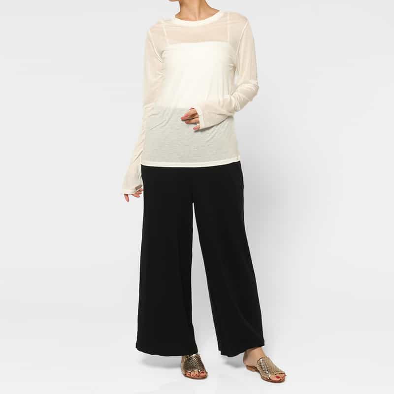 BASERANGE BASERANGE ＜ベースレンジ＞ シアー素材カットソー WHITE