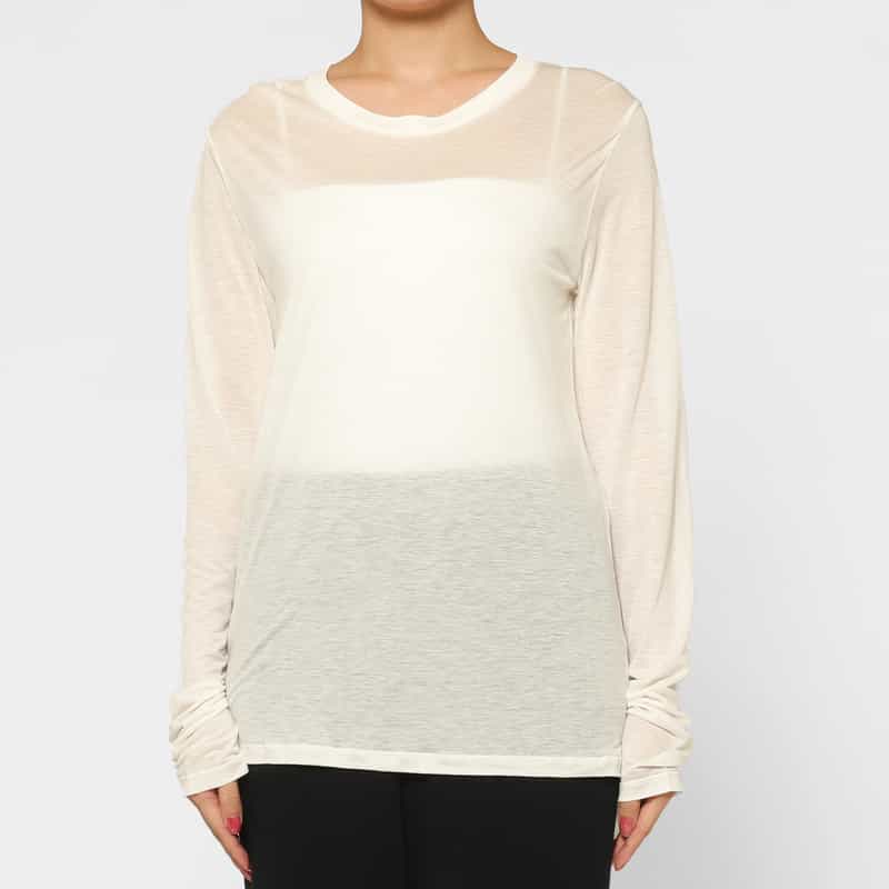 BASERANGE BASERANGE ＜ベースレンジ＞ シアー素材カットソー WHITE