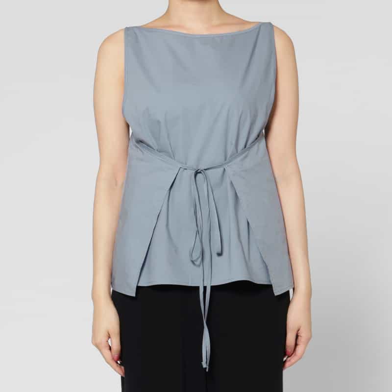 BASERANGE BASERANGE ＜ベースレンジ＞ ウエストリボンブラウス LIGHT BLUE