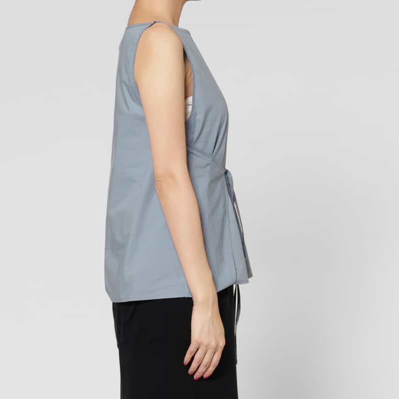 BASERANGE BASERANGE ＜ベースレンジ＞ ウエストリボンブラウス LIGHT BLUE