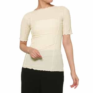 BASERANGE ＜ベースレンジ＞ シアー素材ショートスリーブリブカットソー