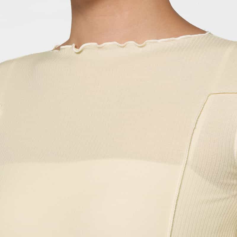 BASERANGE BASERANGE ＜ベースレンジ＞ シアー素材ショートスリーブリブカットソー WHITE