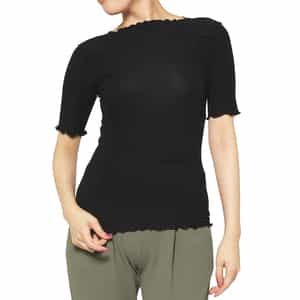 BASERANGE ＜ベースレンジ＞ シアー素材ショートスリーブリブカットソー