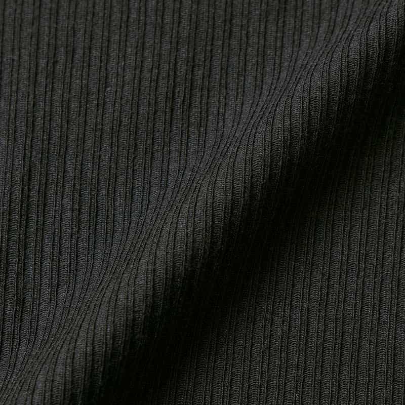 BASERANGE BASERANGE ＜ベースレンジ＞ シアー素材ショートスリーブリブカットソー BLACK