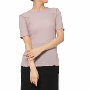 BASERANGE ＜ベースレンジ＞ シアー素材ショートスリーブリブカットソー