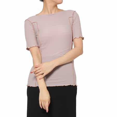 BASERANGE ＜ベースレンジ＞ シアー素材ショートスリーブリブカットソー