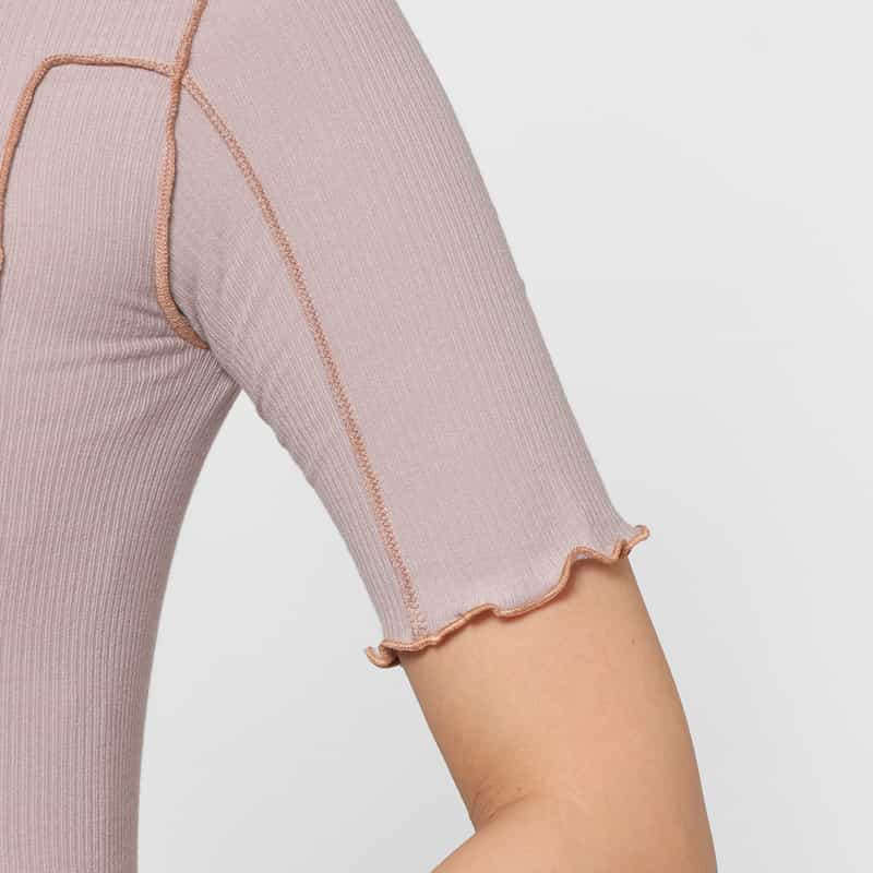 BASERANGE BASERANGE ＜ベースレンジ＞ シアー素材ショートスリーブリブカットソー LIGHT PURPLE