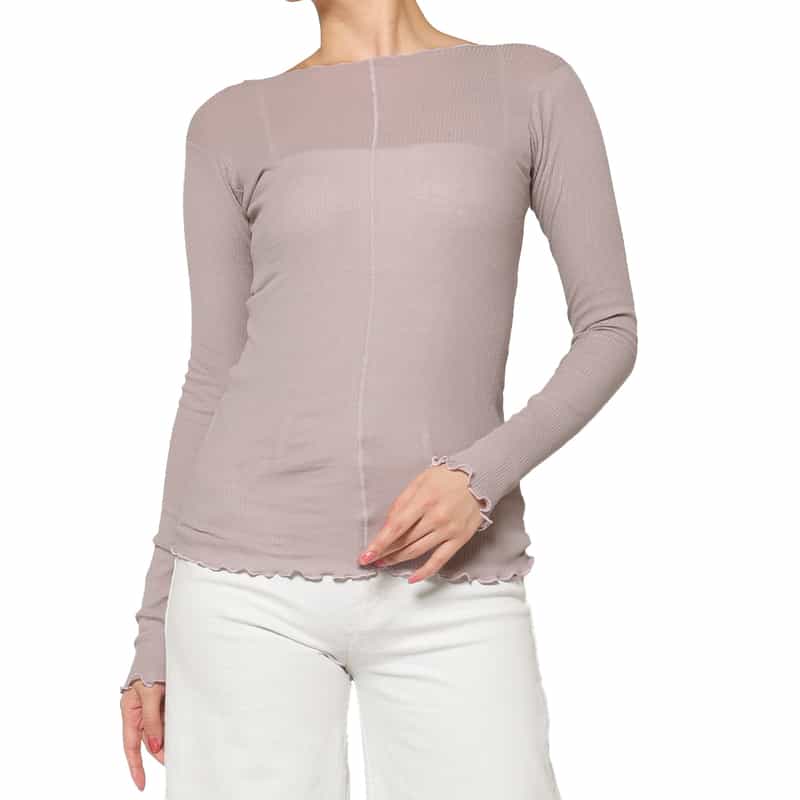 BASERANGE BASERANGE ＜ベースレンジ＞ シアー素材ロングスリーブリブカットソー LIGHT PURPLE