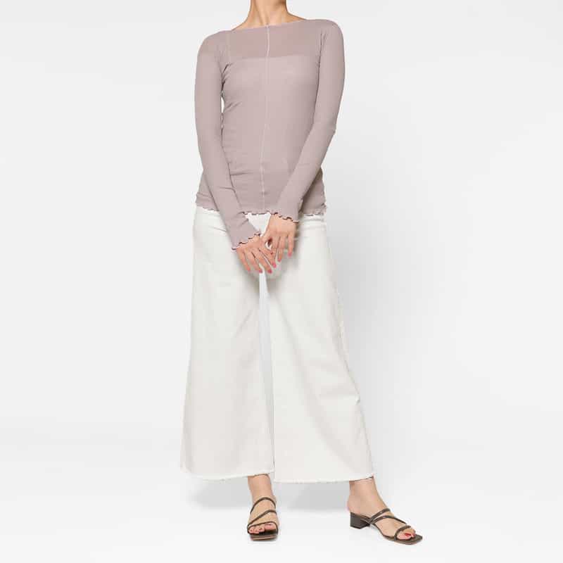 BASERANGE BASERANGE ＜ベースレンジ＞ シアー素材ロングスリーブリブカットソー LIGHT PURPLE