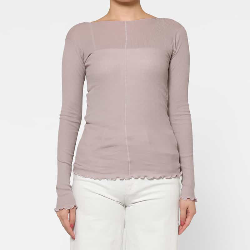 BASERANGE BASERANGE ＜ベースレンジ＞ シアー素材ロングスリーブリブカットソー LIGHT PURPLE