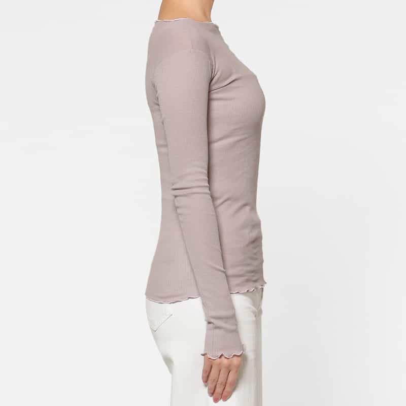 BASERANGE BASERANGE ＜ベースレンジ＞ シアー素材ロングスリーブリブカットソー LIGHT PURPLE