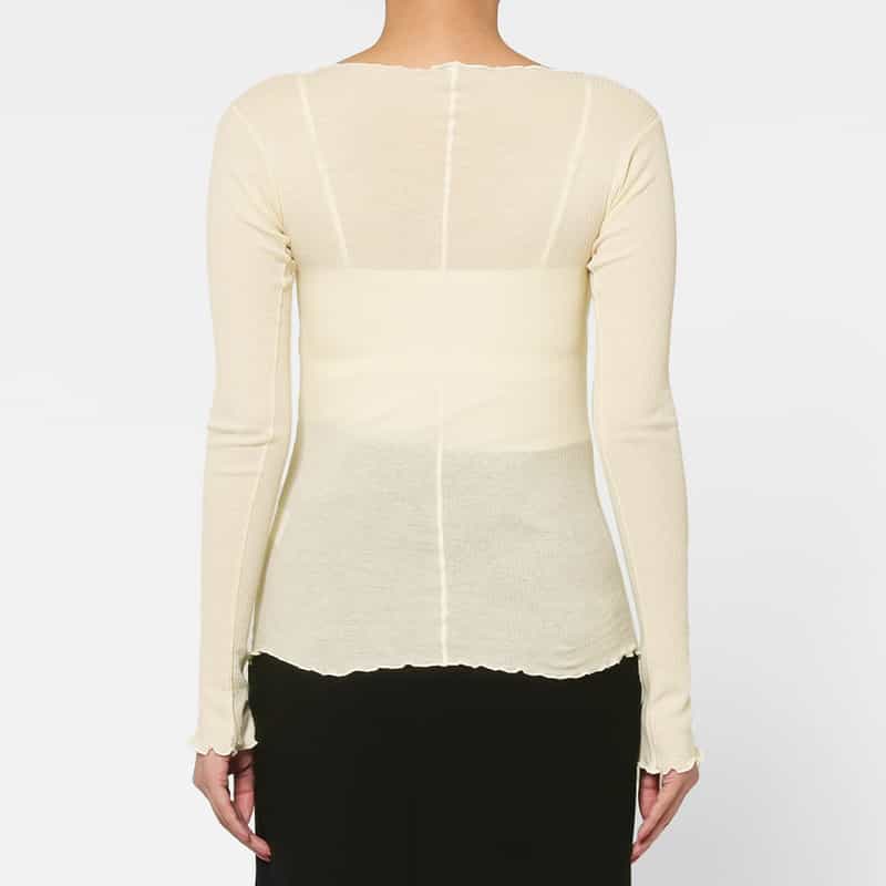 BASERANGE BASERANGE ＜ベースレンジ＞ シアー素材ロングスリーブリブカットソー WHITE