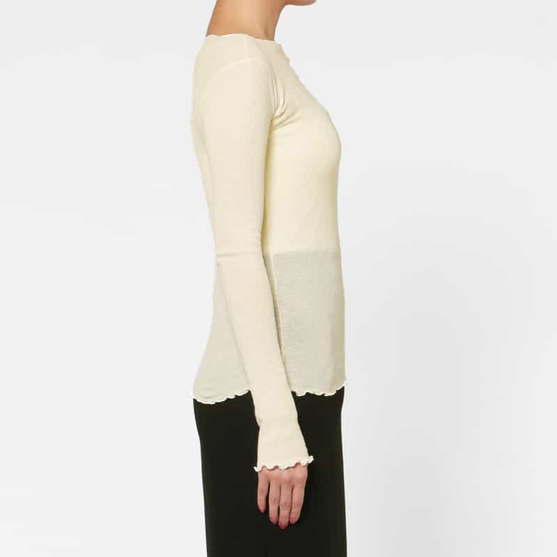 BASERANGE BASERANGE ＜ベースレンジ＞ シアー素材ロングスリーブリブカットソー WHITE