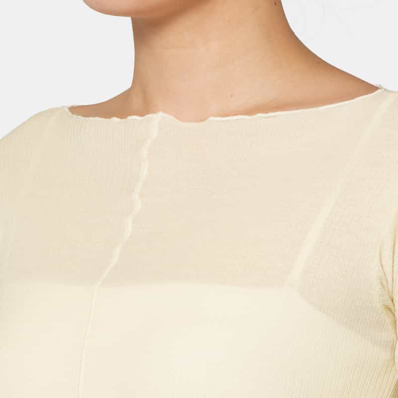 BASERANGE BASERANGE ＜ベースレンジ＞ シアー素材ロングスリーブリブカットソー WHITE