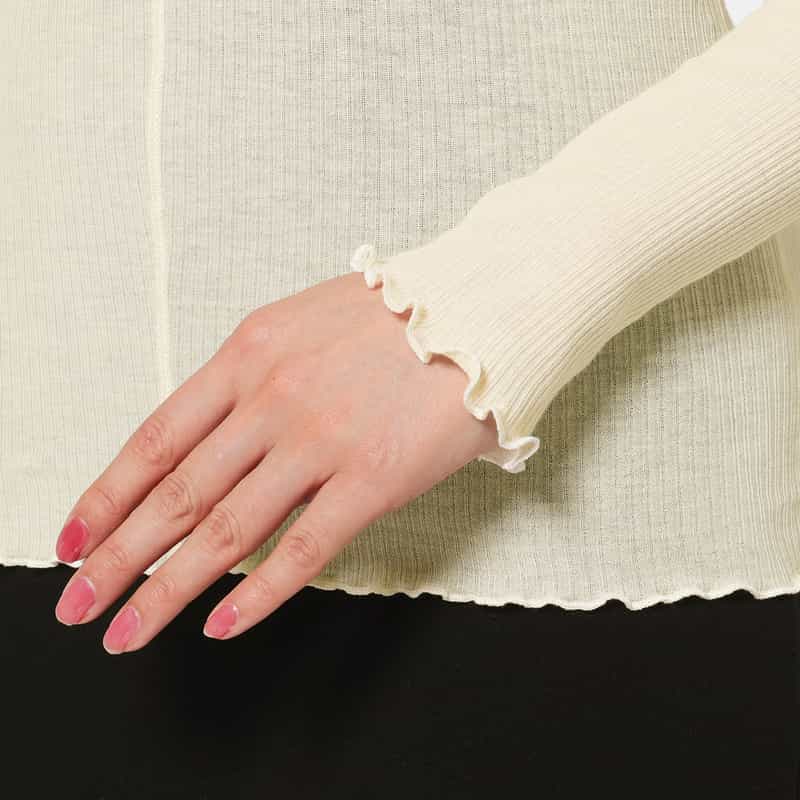 BASERANGE BASERANGE ＜ベースレンジ＞ シアー素材ロングスリーブリブカットソー WHITE