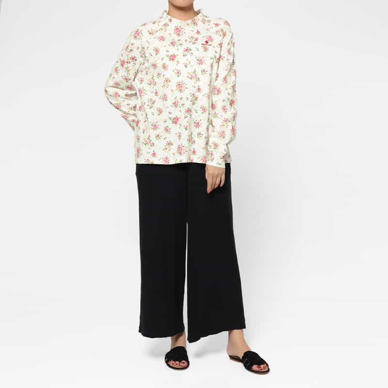 SHUSHU/TONG SHUSHU/TONG ＜シュシュ/トン＞ フラワープリント フリルネックロングスリーブカットソー MULTI COLOR