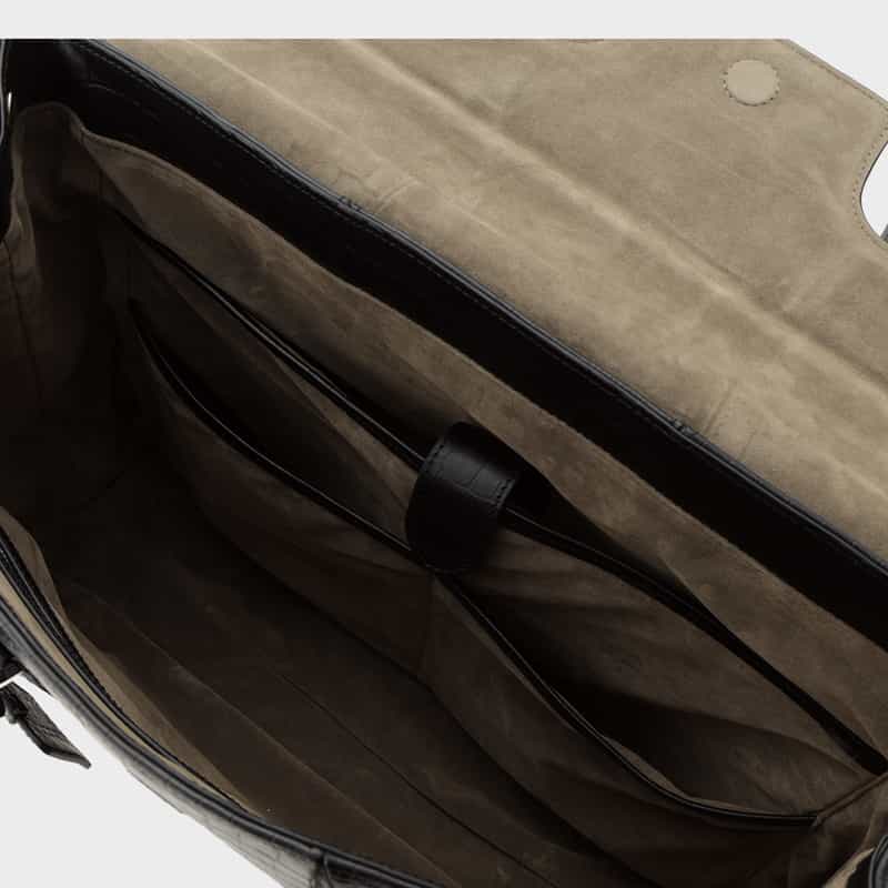 BARNEYS NEW YORK フラップ付きクロコ型押しトートバッグ BLACK