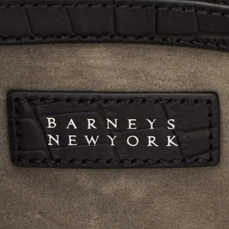 BARNEYS NEW YORK フラップ付きクロコ型押しトートバッグ BLACK