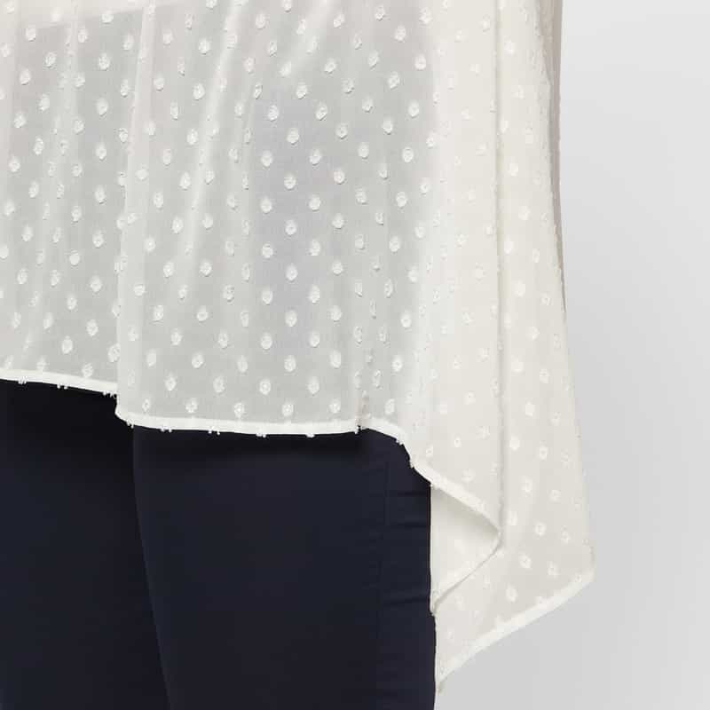 BARNEYS NEW YORK ウォッシャブル ドット柄ジャカードシアーブラウス WHITE