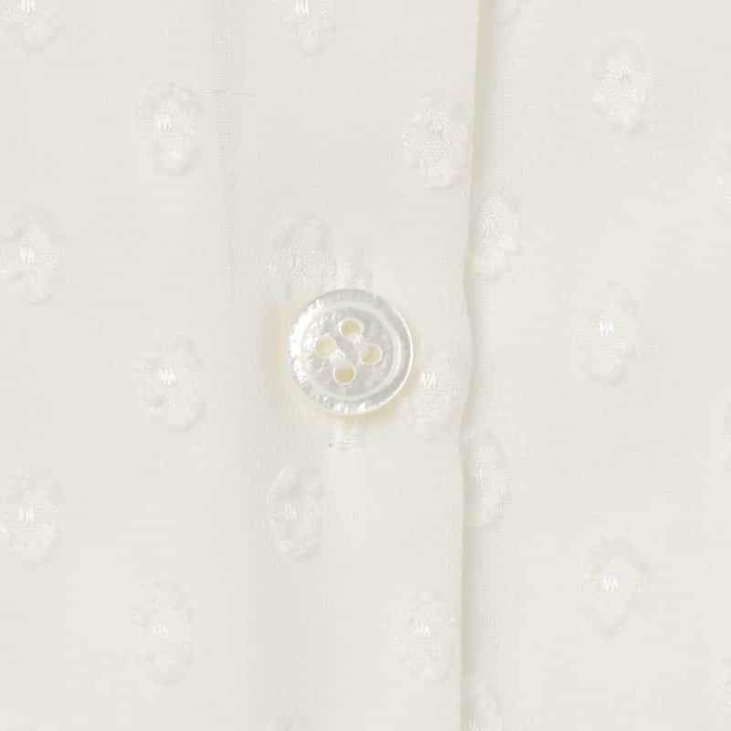 BARNEYS NEW YORK ウォッシャブル ドット柄ジャカードシアーブラウス WHITE