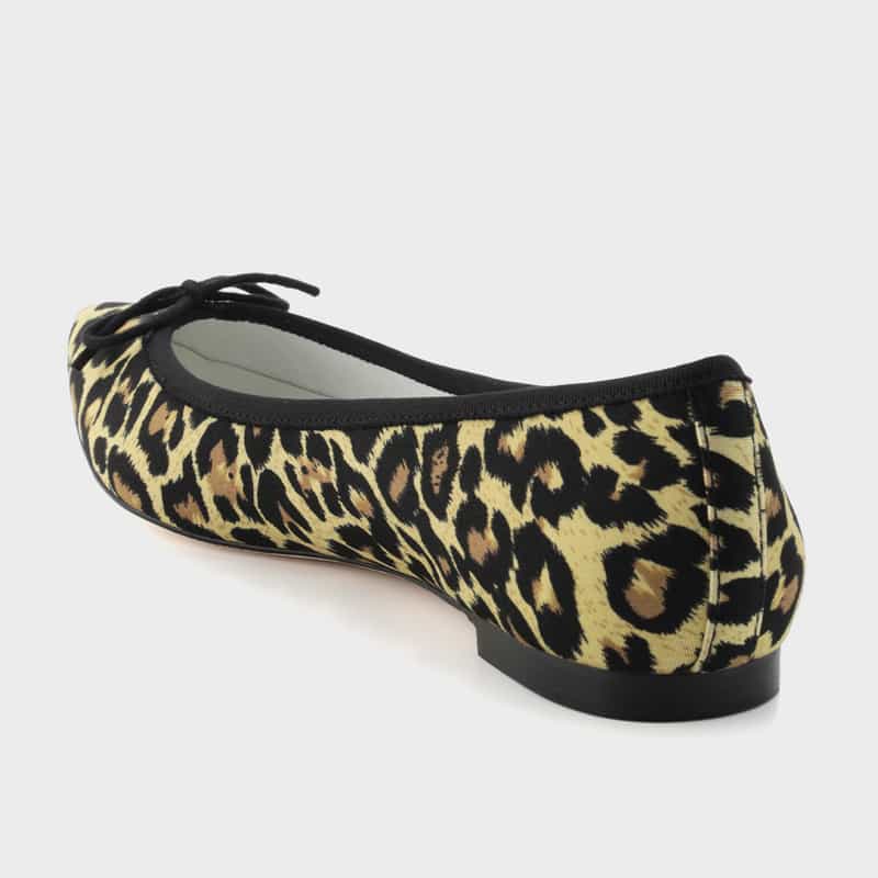 BARNEYS NEW YORK レオパード柄 ポインテッドトゥバレエシューズ BROWN