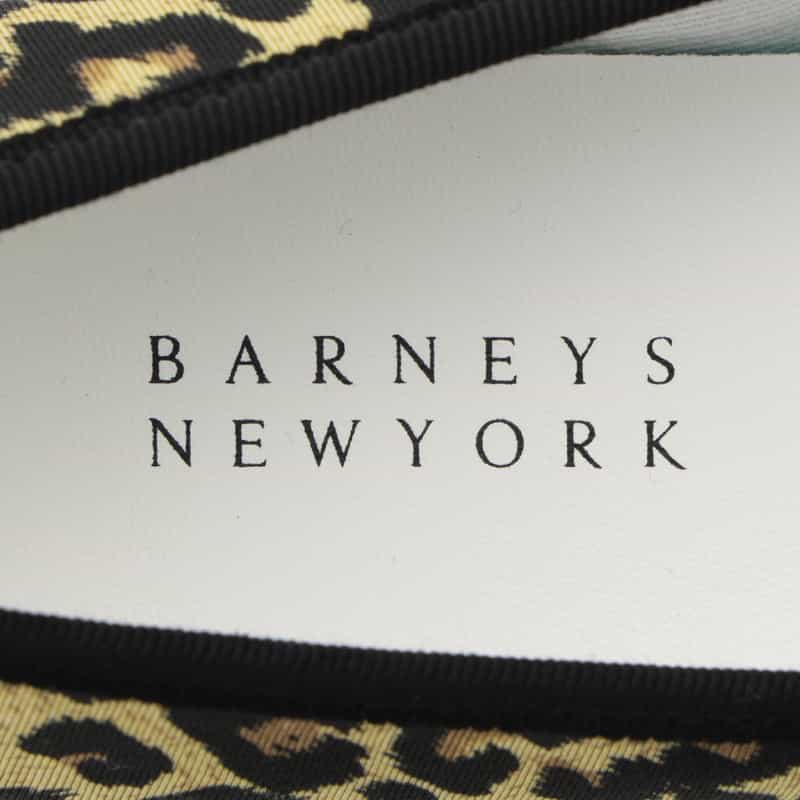 BARNEYS NEW YORK レオパード柄 ポインテッドトゥバレエシューズ BROWN