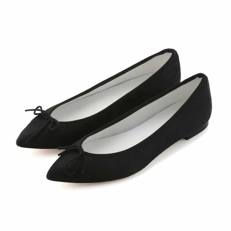 ハラコ素材 ポインテッドトゥバレエシューズ