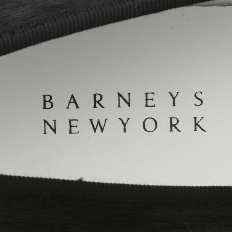 BARNEYS NEW YORK ハラコ素材 ポインテッドトゥバレエシューズ BLACK
