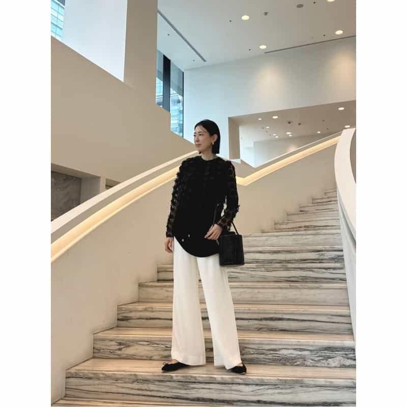 BARNEYS NEW YORK ハラコ素材 ポインテッドトゥバレエシューズ BLACK