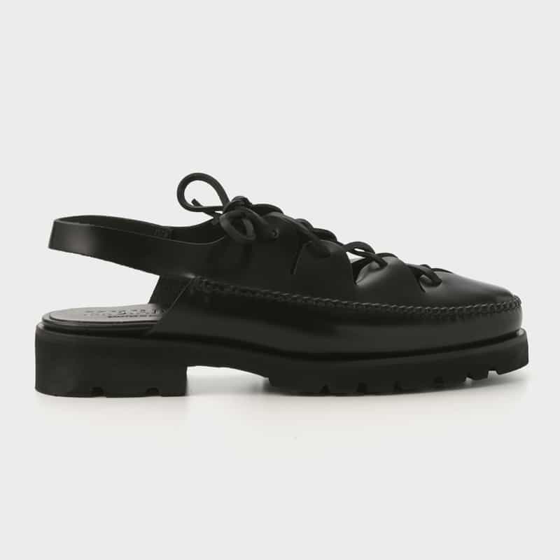 HEREU HEREU ＜ヘリュー＞ レースアップ バックスリングローファー BLACK