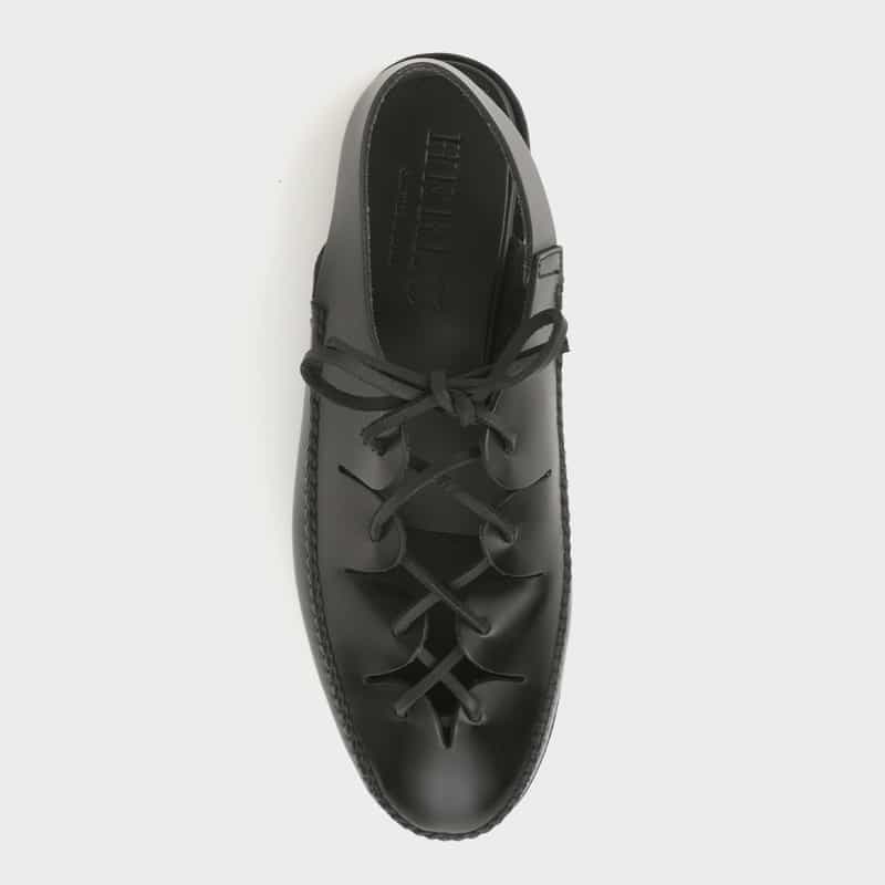 HEREU HEREU ＜ヘリュー＞ レースアップ バックスリングローファー BLACK