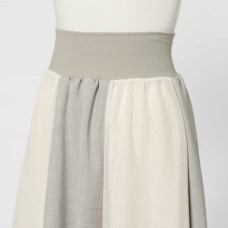 BARNEYS NEW YORK ウォッシャブル 切替ロングスカート WHITE