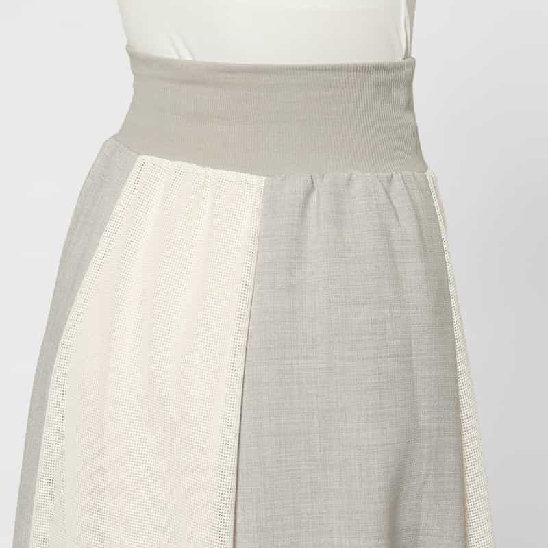 BARNEYS NEW YORK ウォッシャブル 切替ロングスカート WHITE