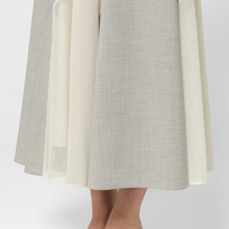 BARNEYS NEW YORK ウォッシャブル 切替ロングスカート WHITE