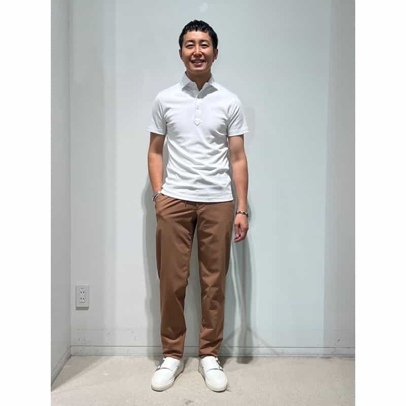 BARNEYS NEW YORK コットンポロシャツ（レギュラーフィット） WHITE