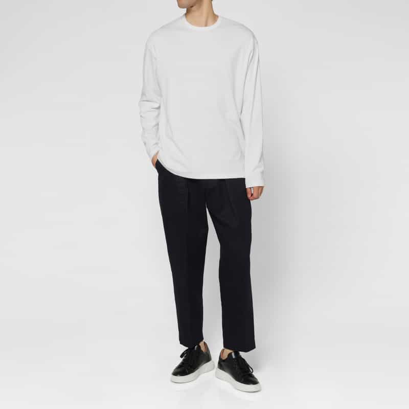 BARNEYS NEW YORK ロングスリーブコットンTシャツ（ワイドフィット） WHITE