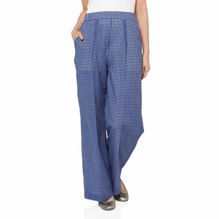 セットアップ ウォッシャブル ギンガムチェック柄ワイドタックパンツ