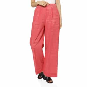 セットアップ ウォッシャブル ギンガムチェック柄ワイドタックパンツ