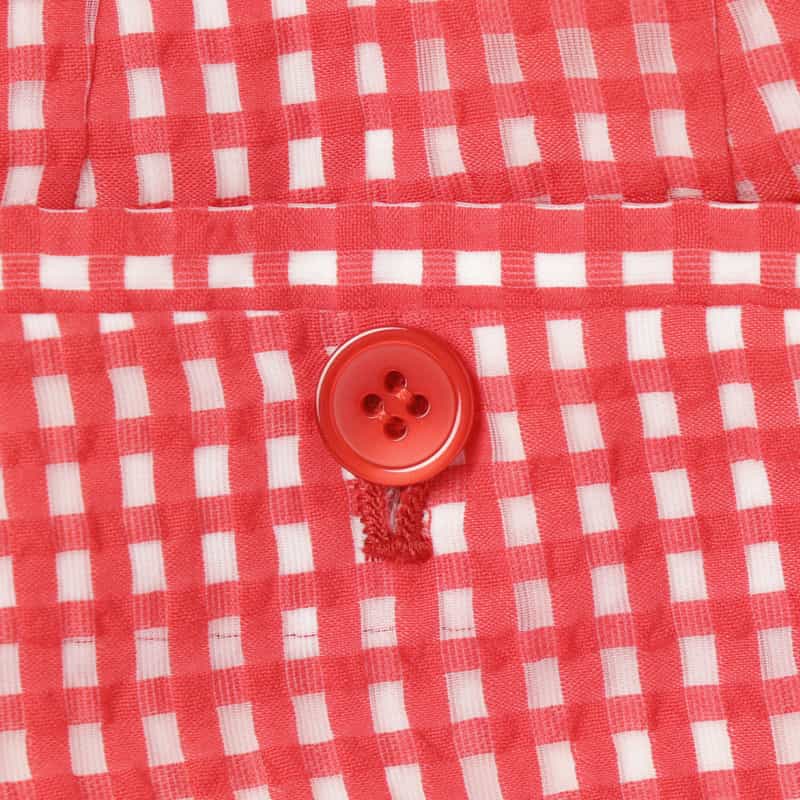 BARNEYS NEW YORK セットアップ ウォッシャブル ギンガムチェック柄ワイドタックパンツ RED