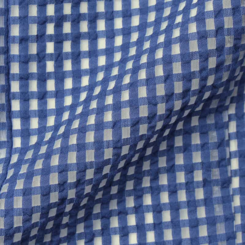 BARNEYS NEW YORK セットアップ ウォッシャブル ギンガムチェック柄ペプラムブラウス BLUE