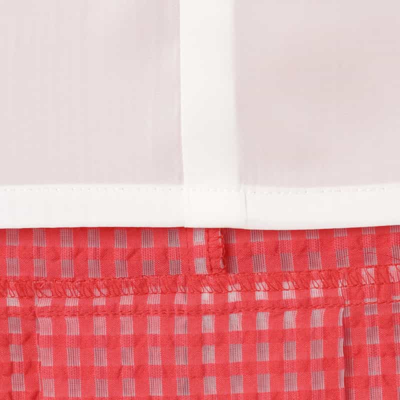 BARNEYS NEW YORK セットアップ ウォッシャブル ギンガムチェック柄ペプラムブラウス RED