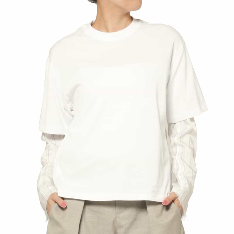 SONIA CARRASCO SONIA CARRASCO ＜ソニア カラスコ＞ 異素材コンビネーションカットソー WHITE