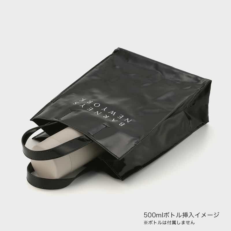 BARNEYS NEW YORK ロゴ入りPVCトートバッグ／無地（M） BLACK