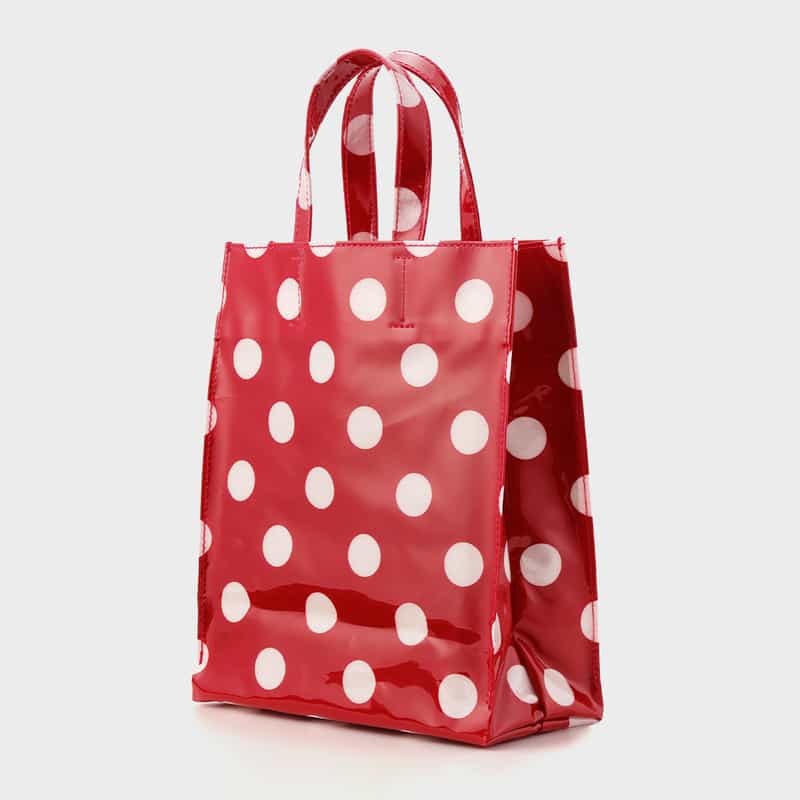 BARNEYS NEW YORK ロゴ入りPVCトートバッグ／ドット柄（M） RED