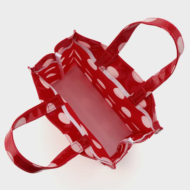 BARNEYS NEW YORK ロゴ入りPVCトートバッグ／ドット柄（M） RED