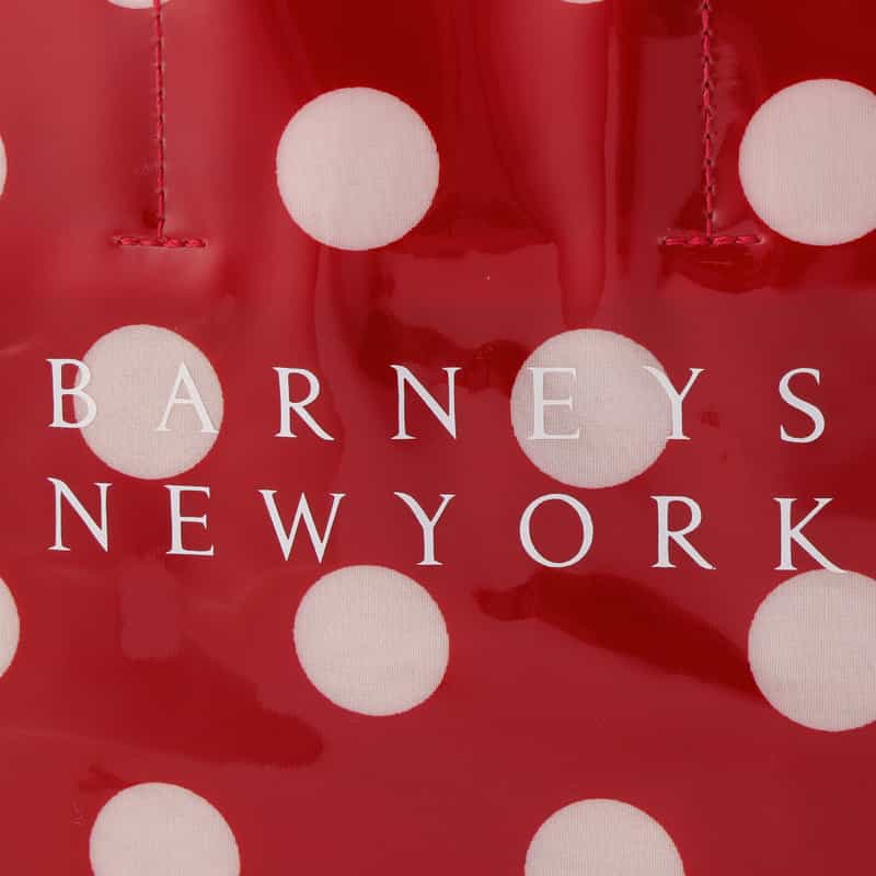 BARNEYS NEW YORK ロゴ入りPVCトートバッグ／ドット柄（M） RED