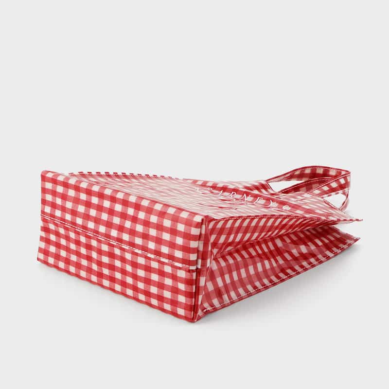 BARNEYS NEW YORK ロゴ入りPVCトートバッグ／ギンガムチェック柄（M） RED