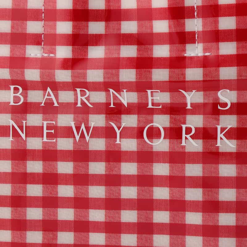 BARNEYS NEW YORK ロゴ入りPVCトートバッグ／ギンガムチェック柄（M） RED