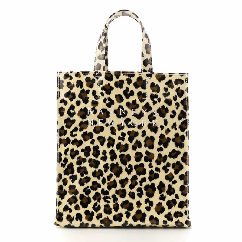 BARNEYS NEW YORK ロゴ入りPVCトートバッグ／レオパード柄（M） BEIGE